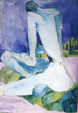 "weiblicher Akt", Aquarell , 47 x 63cm - 1997