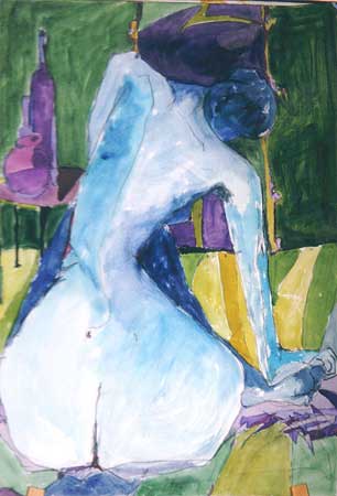 "weiblicher Akt", Kaltnadel, überarbeitet, , 32 x 37 cm- 1997