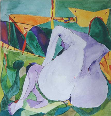 "Rückenakt", Radierung, überarbeitet, 27 x 28 cm - 1990